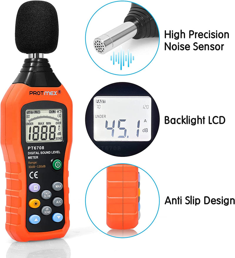 Protmex Digital Sound Level Meter, Portable Digital Sound Level Meter