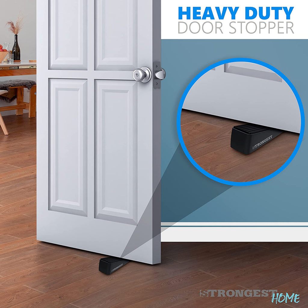 Strongest Door Stopper, Heavy Duty Door Stop Wedge Made of Premium Quality  Zinc and Rubber Suits Any Door, Any Floor. Set of 2 Plus Bonus Self