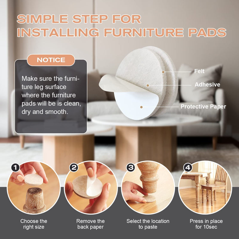 Felt Furniture Pads 277PCS Assorted Sizes Value Pack Premium Self Adhesive anti Scratch Floors Protectors for Hardwood & Laminate Flooring