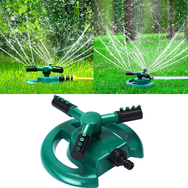 Garden Sprinkler Automatic Lawn Water Sprinkler Upgrade Large Coverage Area Oscillating Hose360 Degree 3- Arm Multipurpose Yard Sprinklers for Plant Irrigation,Kids Playing,Garden,Outdoor Yard