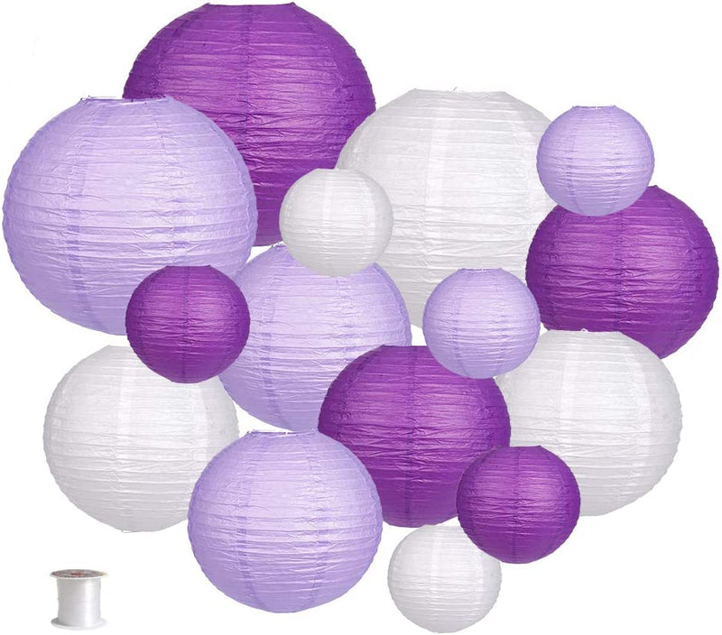 Paper Lanterns Decorative, Party Supplies for Bachelorette Engagement Unicorn Birthday Party Decorations Purple/Lavender/White 15Pcs