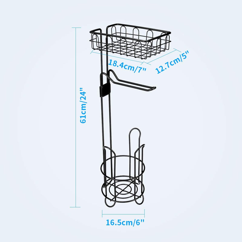 Toilet Paper Holder Stand- Tissue Paper Roll Storage Dispenser with Shelf for Bathroom Storage Holds Reserved Mega Rolls /Wipe/Phone