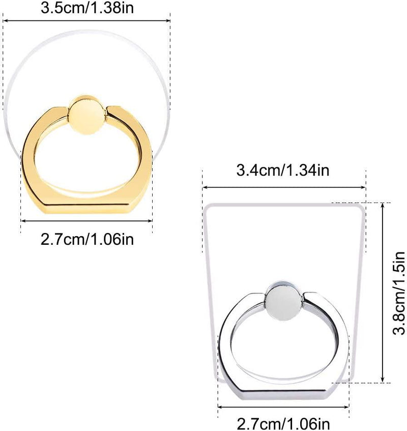 AIFUDA 6pcs Transparent Cell Phone Ring Holder, 360 Degree Rotation Finger Ring Grip Kickstand Compatible for Various Mobile Phones Smartphones, 3 Square and 3 Round Shape