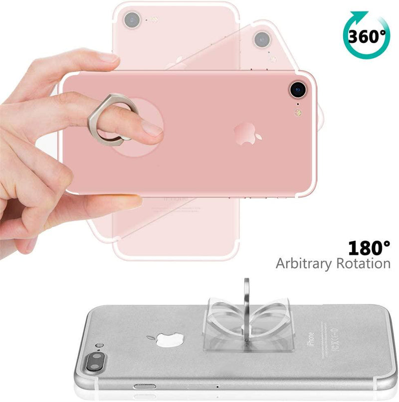 AIFUDA 6pcs Transparent Cell Phone Ring Holder, 360 Degree Rotation Finger Ring Grip Kickstand Compatible for Various Mobile Phones Smartphones, 3 Square and 3 Round Shape