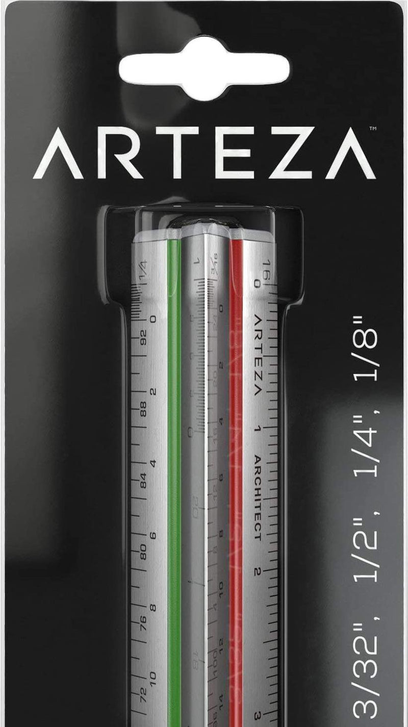 ARTEZA 12 Triangular Architect Scale Aluminum Color-Coded Grooves (Imperial)