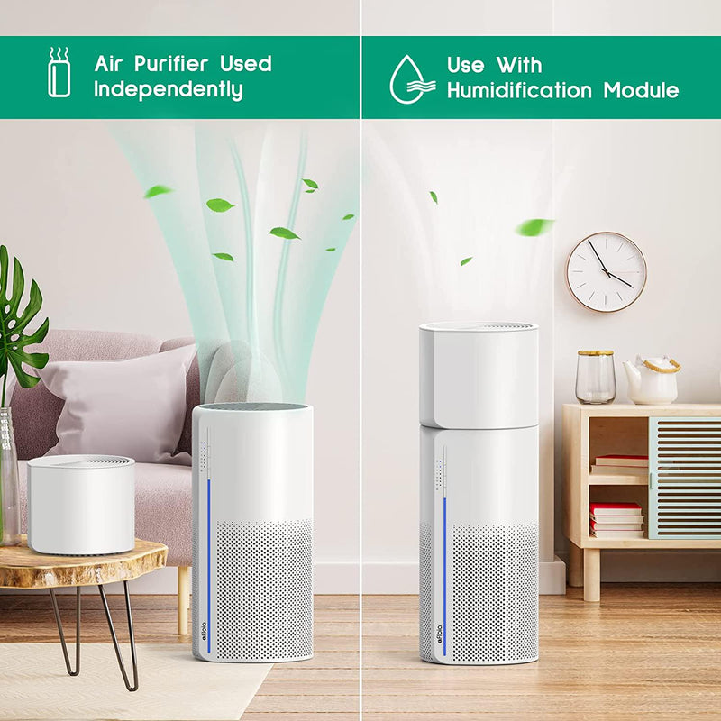 Afloia Air Purifier with Humidifier Combo For Home, 3 Stage H13 Filters for Home Allergies Pets Hair Smoker Odors, Evaporative Humidifier, Auto Shut Off, Quiet Air Cleaner with Seven Color Light, Afloia MIRO PRO