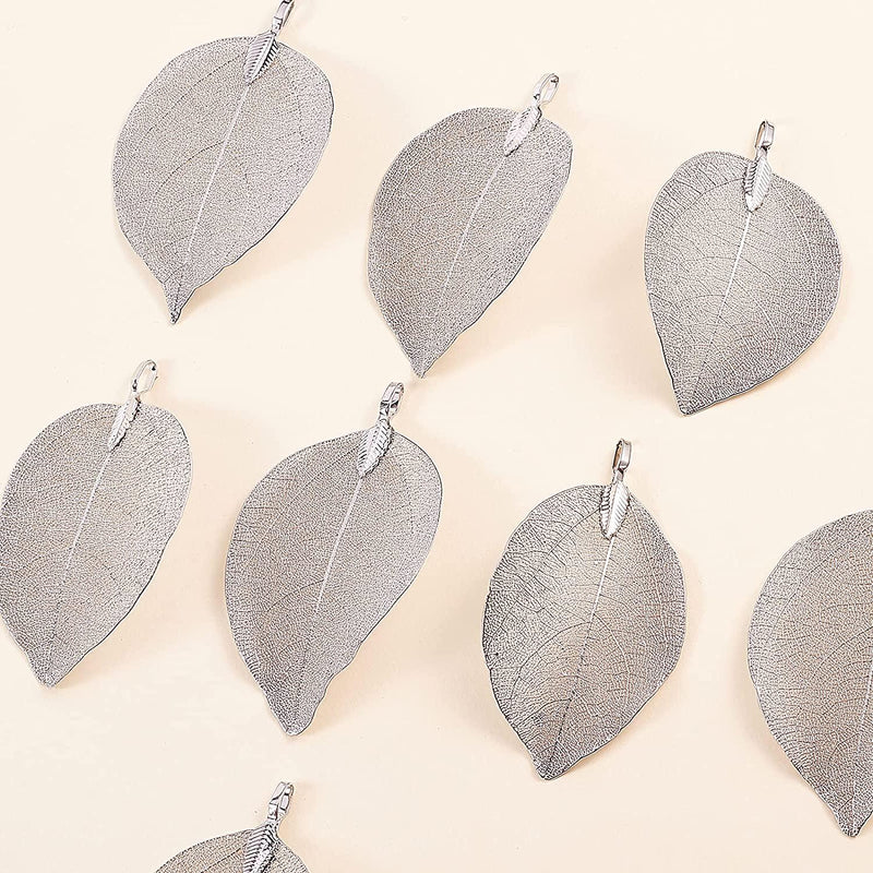 Airssory 10 Pcs Plated Natural Big Filigree Metal Leaf Pendants with Iron Findings for Jewelry Making Crafting Material - 2~3x0.8~1.4 Inch