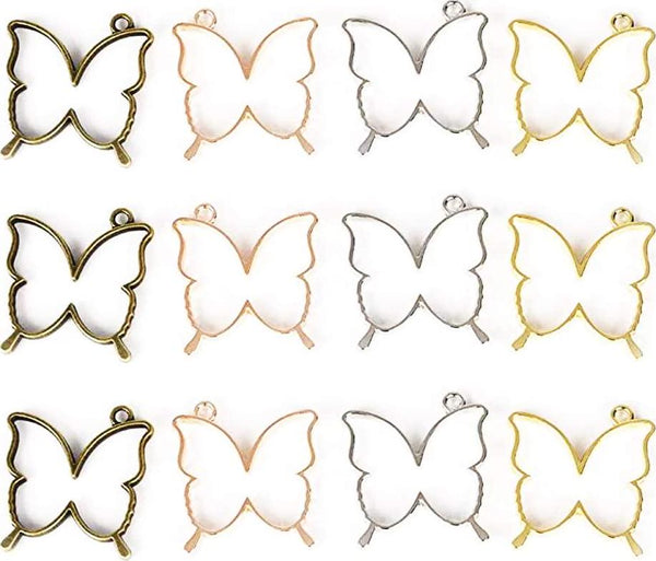 Airssory 20 Pcs Butterfly Shape Open Back Bezel Frame Blank Charms Pendants for DIY UV Resin Epoxy Resin Pressed Flower Jewelry Making DIY Craftings Art Project - 35x32mm