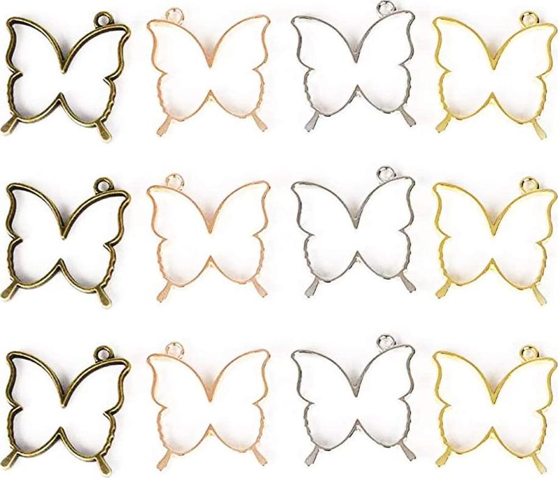 Airssory 20 Pcs Butterfly Shape Open Back Bezel Frame Blank Charms Pendants for DIY UV Resin Epoxy Resin Pressed Flower Jewelry Making DIY Craftings Art Project - 35x32mm