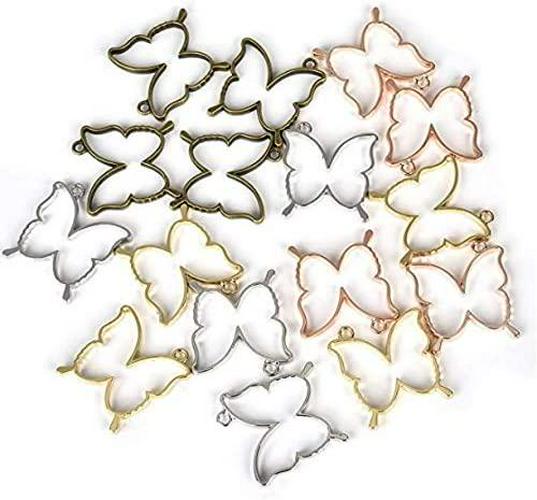 Airssory 20 Pcs Butterfly Shape Open Back Bezel Frame Blank Charms Pendants for DIY UV Resin Epoxy Resin Pressed Flower Jewelry Making DIY Craftings Art Project - 35x32mm