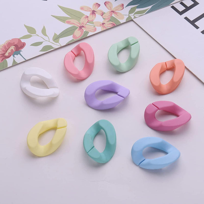 Airssory 45 Pcs 30mm 9 Colors Frosted Rubber Style Resin Plastic Linking Rings Curb Twist Chains Quick Link Connectors Findings for Bag Strap Necklace Earring Making