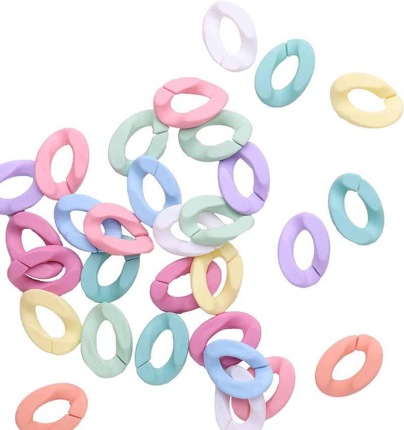 Airssory 45 Pcs 30mm 9 Colors Frosted Rubber Style Resin Plastic Linking Rings Curb Twist Chains Quick Link Connectors Findings for Bag Strap Necklace Earring Making