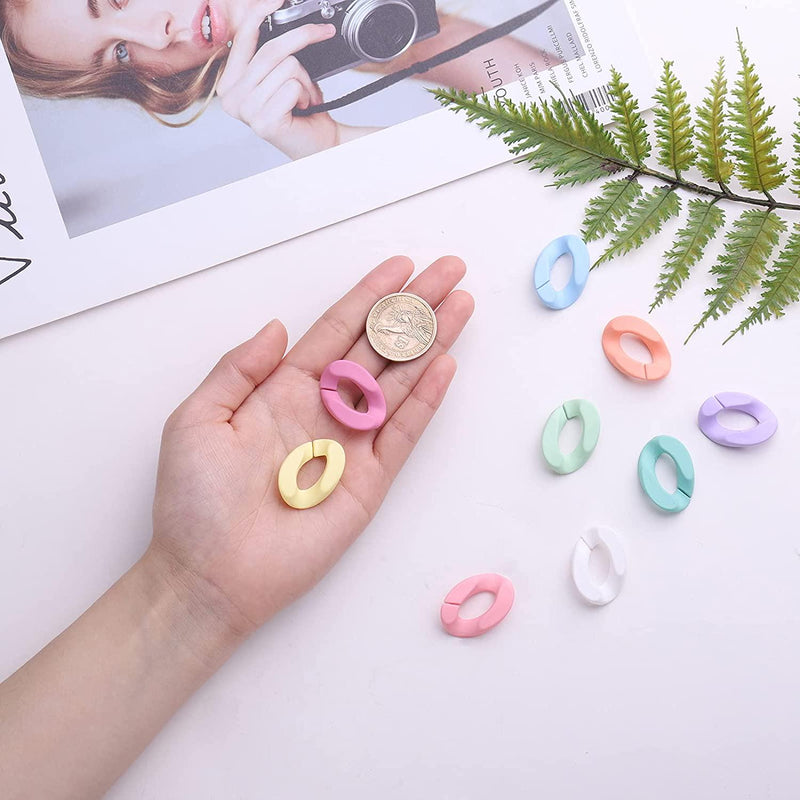 Airssory 45 Pcs 30mm 9 Colors Frosted Rubber Style Resin Plastic Linking Rings Curb Twist Chains Quick Link Connectors Findings for Bag Strap Necklace Earring Making