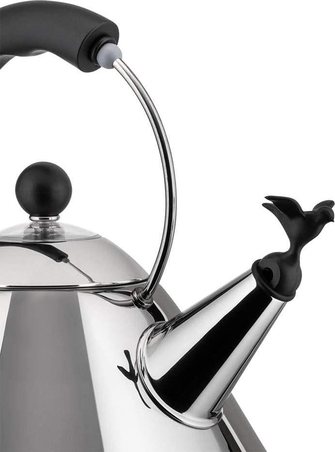 Alessi 9093 B Kettle Stainless Steel with Handle and Bird-Shaped Whistle Polyamide Black