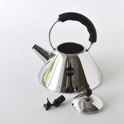 Alessi 9093 B Kettle Stainless Steel with Handle and Bird-Shaped Whistle Polyamide Black