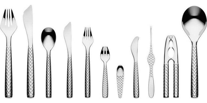 Alessi FM23/18 Colombina Fish Fish Knives in Steel Aisi 420 Mirror Polished (Set of 6), Silver