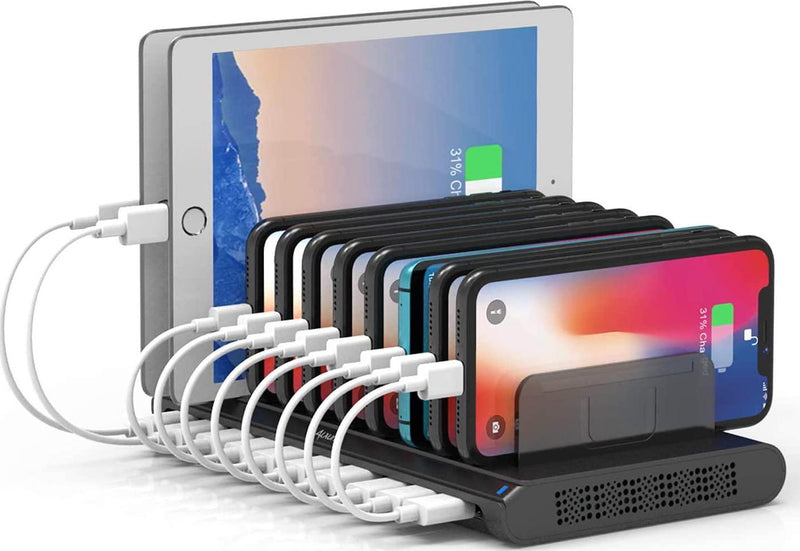 Unitek Multi Charging Station, 10-Port USB Charger for Multiple Device with  SmartIC Tech and Adjustable Dividers, Organizer Stand Compatible with