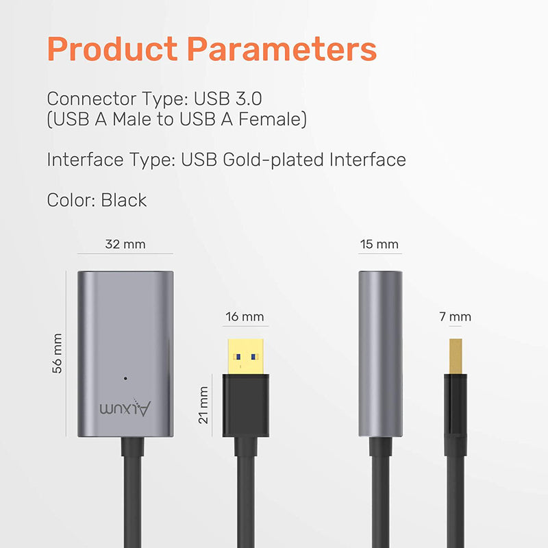 16.4ft (5m) USB 2.0 A Male to A Male Active Extension Cable