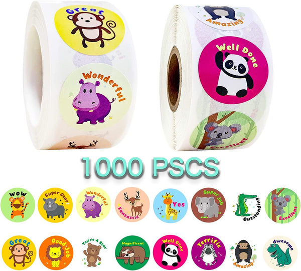 Animal Stickers for Kids, 1000 Pcs Cute Animal Stickers, 16 Pattern Animal Stickers for Toddlers, Assorted Vibrant Colors and Designs, Zoo Animal Stickers for Party Decoration for Kids Children Boys and Girls