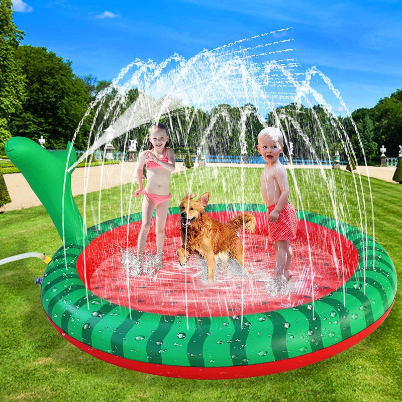 Apfity Splash Pad Sprinkler for Kids, 65 Splash Play Mat for 2 3 4 5 Years Old Boys Girls Summer Outdoor Game Water Toys, Inflatable Baby Swimming Wading Pool for Toddlers Children Kiddie Outside