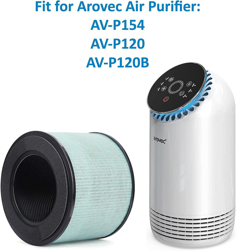 Arovec Genuine Replacement Filter, Compatible with AV-P120, AV-P120B, AV-P154 True HEPA Air Purifier, 3-in-1 Pre-filter, H13 True HEPA Filter, High-Efficiency Activated Carbon Filter, AV-P120-RF (1Pack)