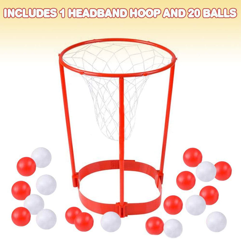 ArtCreativity Head Hoop Basketball Party Game for Kids and Adults - Portable Adjustable Basket Net Headband with 20 Balls - Fun Gift Idea, Birthday Activity, Carnival Ball Game for Boys and Girls