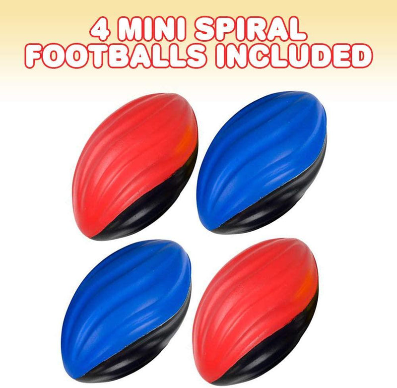 ArtCreativity Two-Toned Mini Spiral Footballs for Kids, Set of 4, Fun Foam Sports Toys for Outdoors, Indoors, Pool, Picnic, Camping, Beach, Sports Party Favors for Boys and Girls