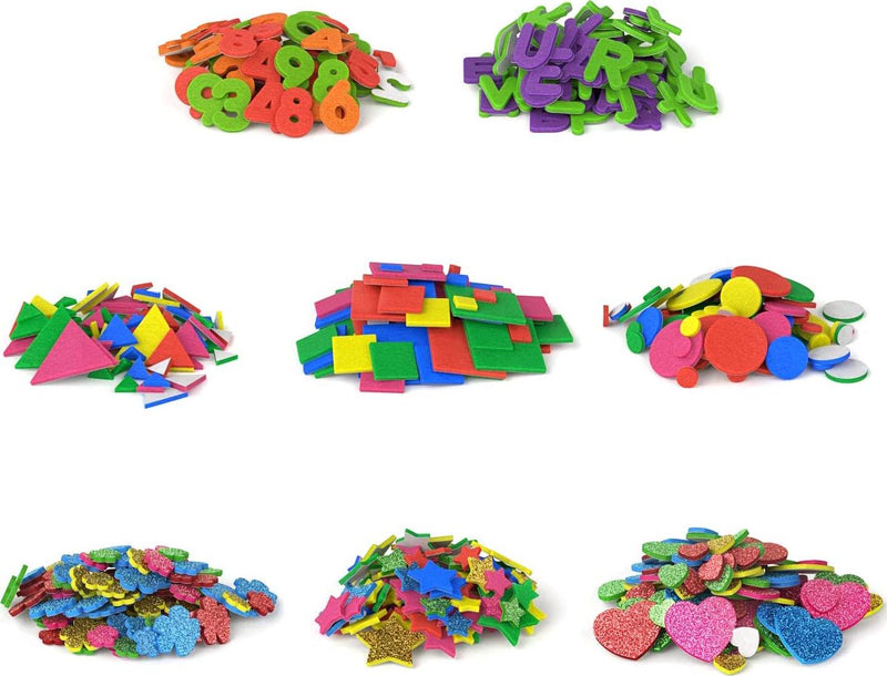 Arteza EVA Foam Shapes, 1000 Pieces, Assorted Colors, Peel and Stick Self-Adhesive Foam Pieces, Craft Supplies and Materials for The Classroom, Learning Centers, and After-School Projects