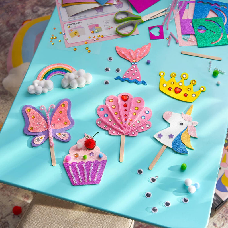 Arteza Kids Felt Kit, 422 Pieces, 21 Pre-Cut Glitter and Glitz Shapes, Assorted Felt Sheets, Glitter Mini-Pieces, Chenille Stems, and Accessories, Educational Kids Craft Supplies to Inspire Creativity