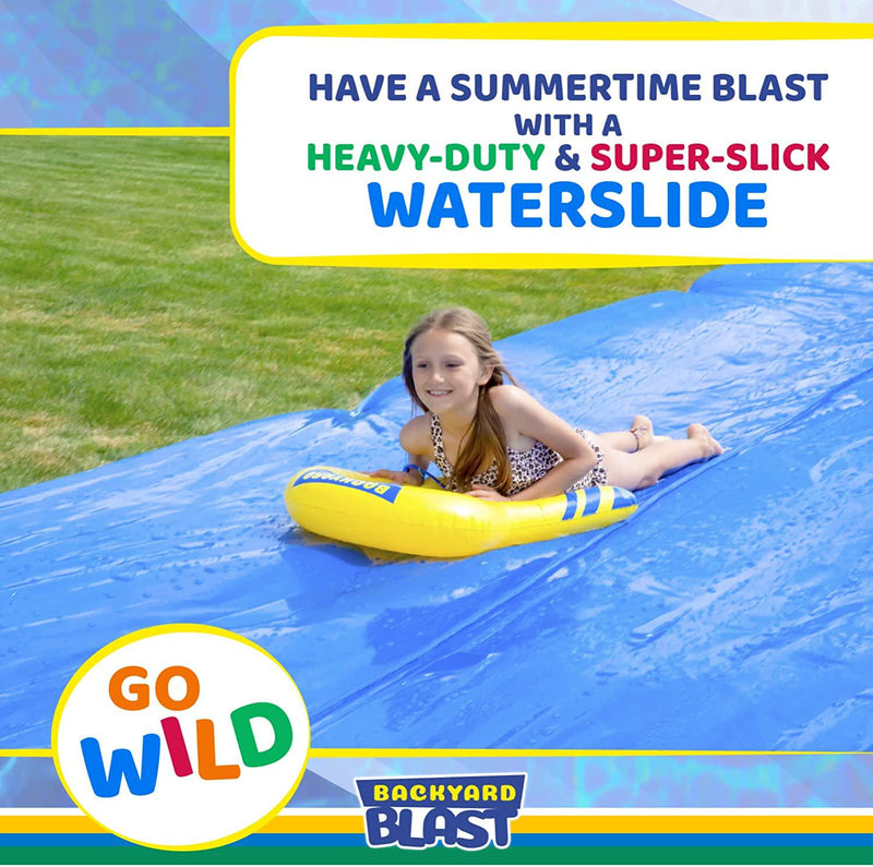 BACKYARD BLAST - 50&#039; x 10&#039; Heavy Duty Waterslide - Includes Rider, Sprinkler, Carrying Bag - Extra Thick to Prevent Tears and Rips - Easy to Assemble