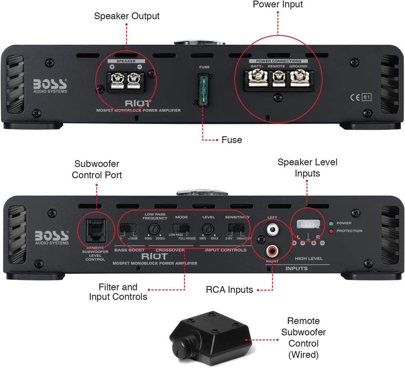 BOSS Audio R1100MK Riot 1100 Watt Monoblock, Class A/B t Ohm Stable