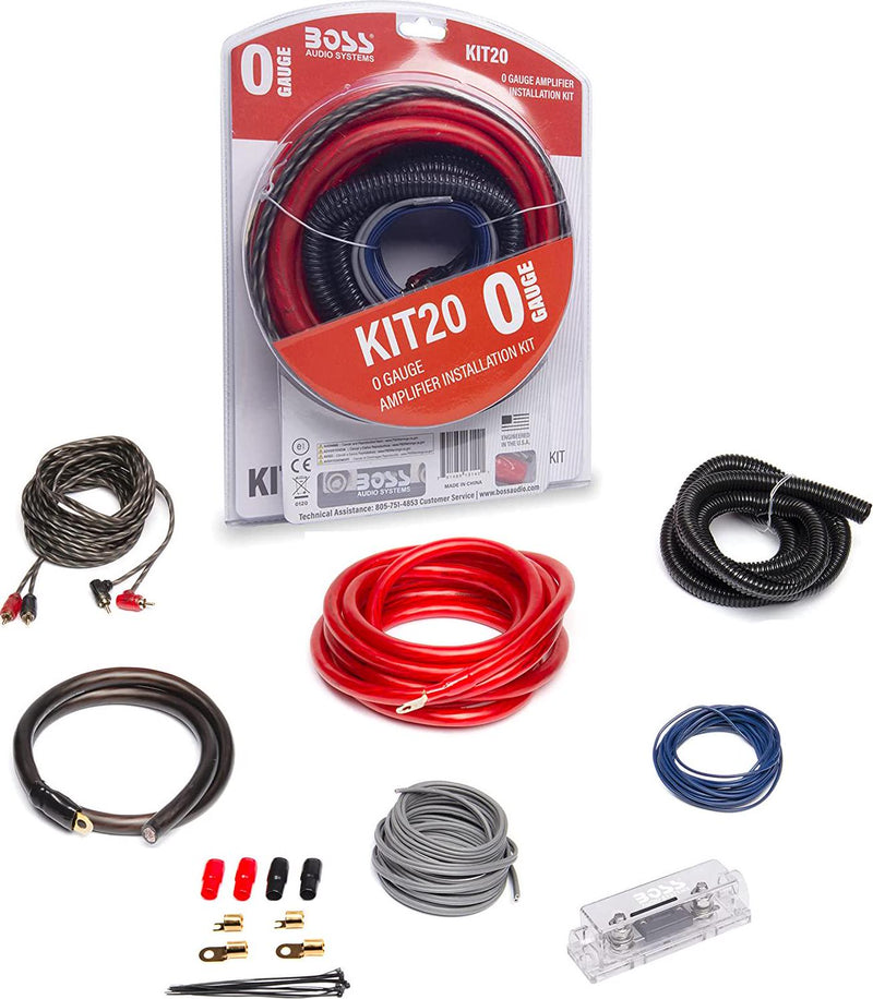 BOSS Audio Systems KIT20 0 Gauge Amplifier Installation Wiring Kit - A Car  Amplifier Wiring Kit Helps You Make Connections and Brings Power to Your