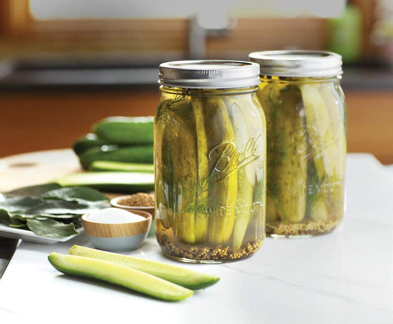 Ball Mason Jars 32 oz Bundle with Non Slip Jar Opener- Set of 4