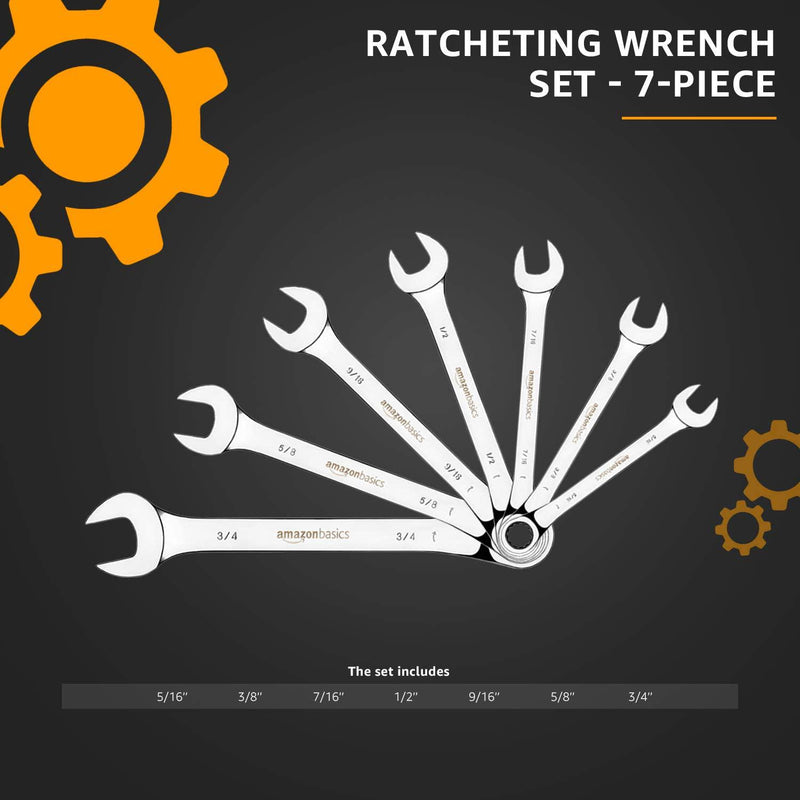 Basics Ratcheting Wrench Set - 7-Piece