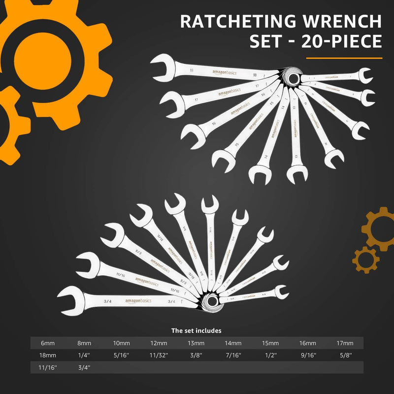 Basics Ratcheting Wrench Set - 20-Piece