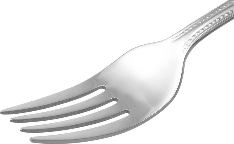Basics Stainless Steel Dinner Forks with Pearled Edge, Pack of 12