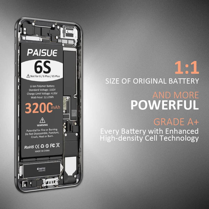 [3200 mAh] Batería para iPhone 6S (nueva versión 2023), nuevo reemplazo de  batería de 0 ciclos de mayor capacidad mejorada para iPhone 6S modelo  A1633, A1688, A1700 con kits completos de herramientas : Celulares y  Accesorios 