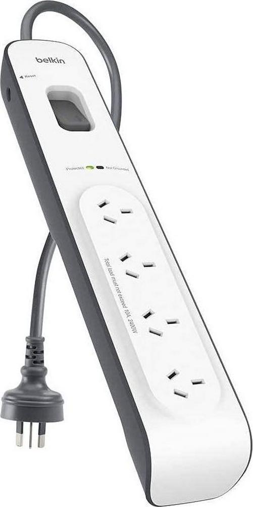 Belkin BSV400au2M Travel Surge Protector, White and Grey, 4