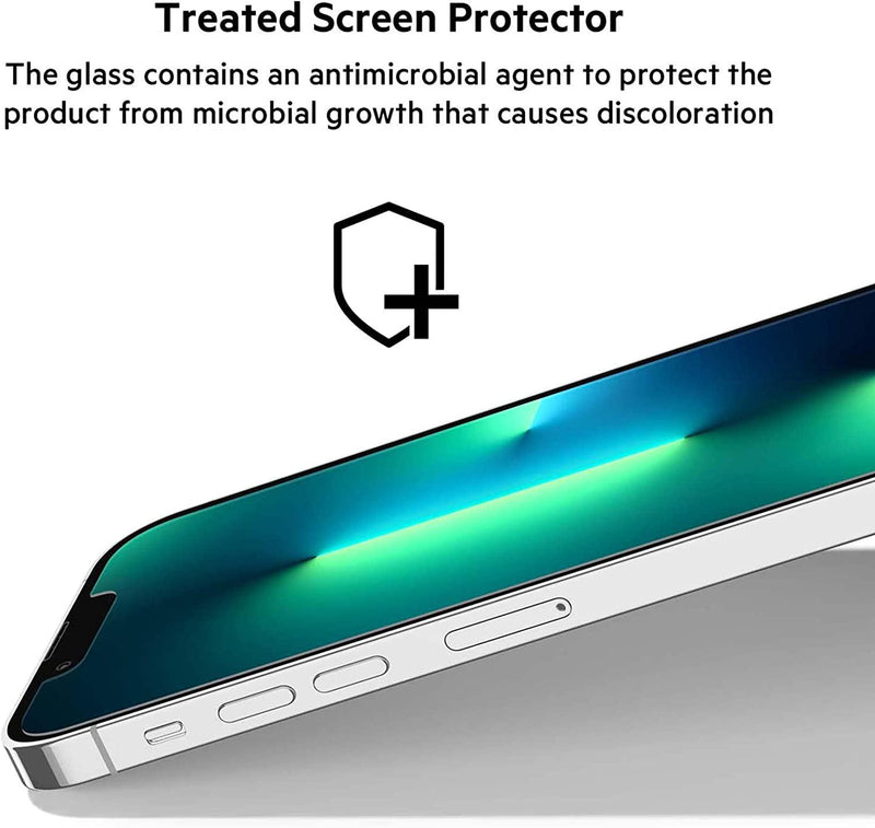 Belkin iPhone 13 and iPhone 13 Pro Screen ProtectorÂ UltraGlass,Â AntiMicrobial-Treated, Easy Application Bubble Free with Included GuideÂ Tray, Transparent, OVA078zz