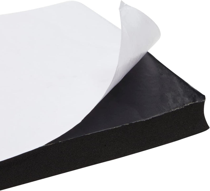 Black Adhesive Foam Pads, 1/2 Inch Neoprene Rubber Sheets (4x4 in, 10 Pack)