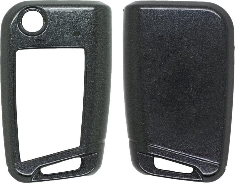 (Black) - Fassport Paint Metallic Colour Shell Cover Holder fit for Volkswagen Skoda 3 Button Flip Remote Key 0802 Black