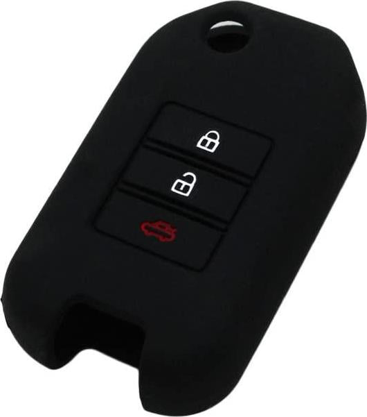 (Black) - Fassport Silicone Cover Skin Jacket fit for Honda 3 Button Flip Remote Key CV9202 Black
