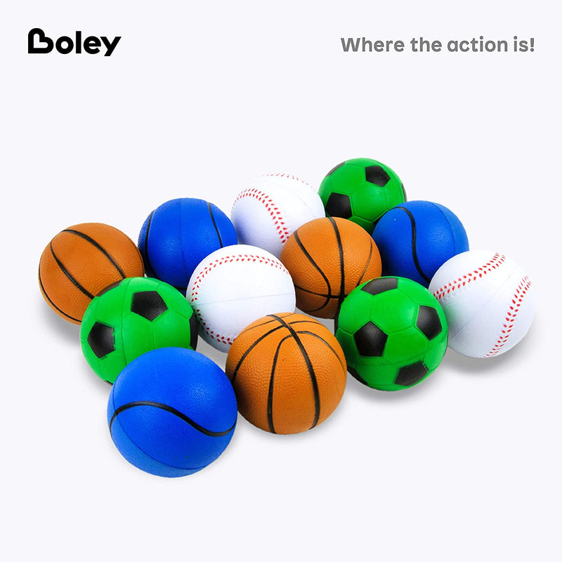Boley 3.35 Bouncy Ball Set - 12 Pack Small Sports Bouncy Balls Set - Toddler and Kids Balls for Outdoor Playground or Indoor Use