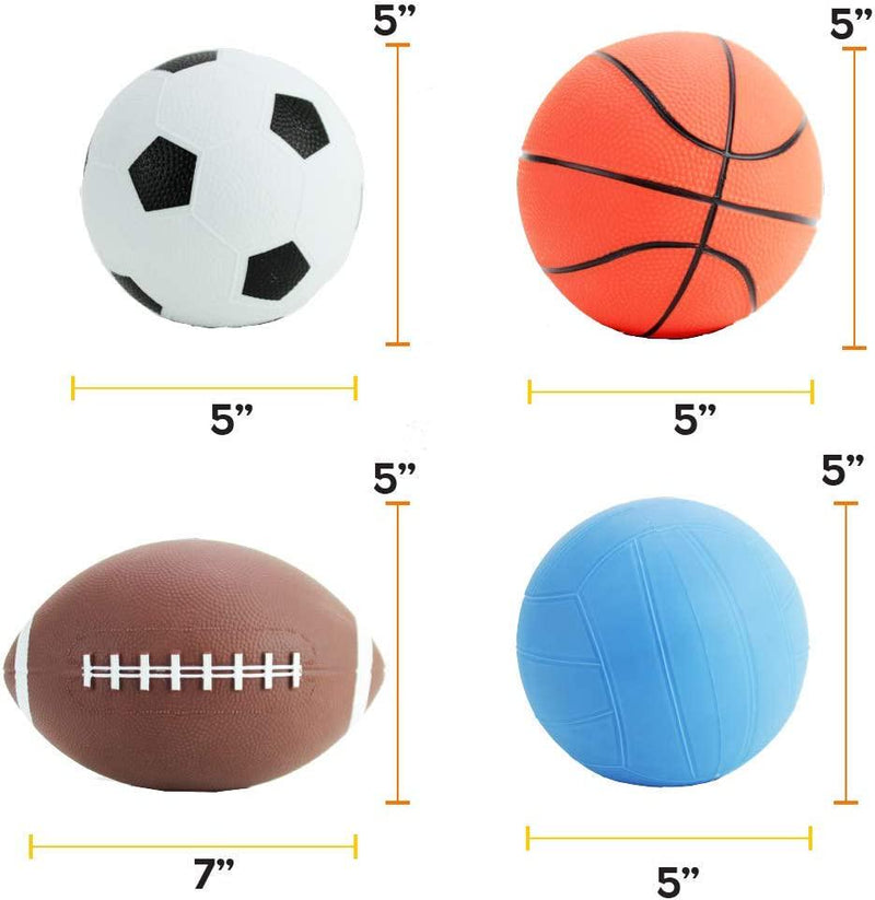 Boley 4 Piece Playground Ball Set - Includes Soccer Ball, Basketball, Football, Volleyball, and Ball Pump - Great for Backyard Games, Outdoor Sports, Schoolyard Activities