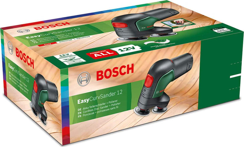 Bosch Home and Garden Cordless Sander and Polisher EasyCurvSander 12 (1 rechargeable Battery, 12 Volt System, in Carton Packaging)