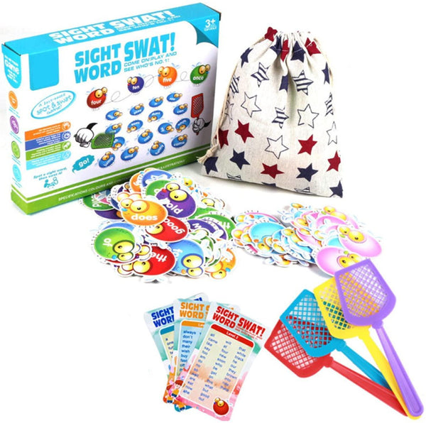Coogam Sight Words Swat Game with 400 Fry Site Words and 4 Fly Swatters  Set, Dolch Word List Phonics, Literacy Learning Reading Flash Cards Toy  Games for Kindergarten,Home School Kids 3 4