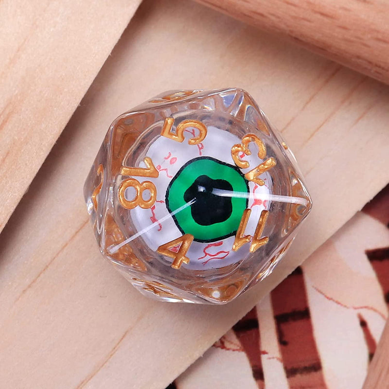 Byhoo DND Dice with Green Eye, D20 Dice with Metal Case, Dungeons and Dragons Dice, Suitable for Role Playing Dice, Polyhedral Dice Set for Table Game, Small Toy Gift, Dice Collection