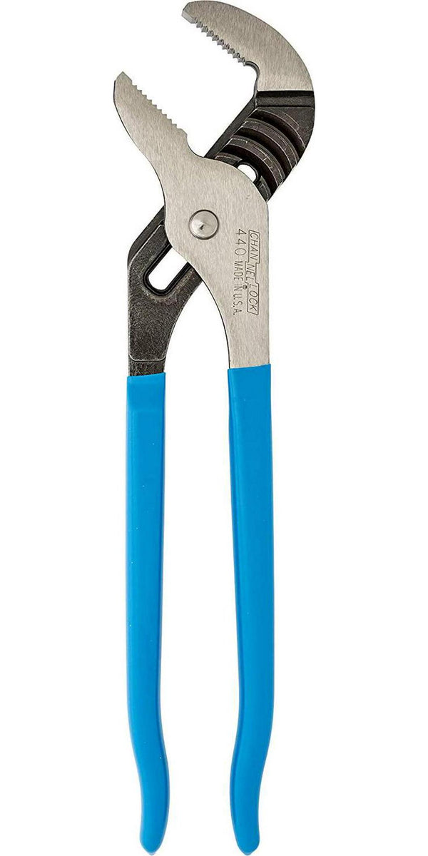 CHANNELLOCK Tongue and Groove Straight Jaw Plier, 12-inch Length, Blue Handle