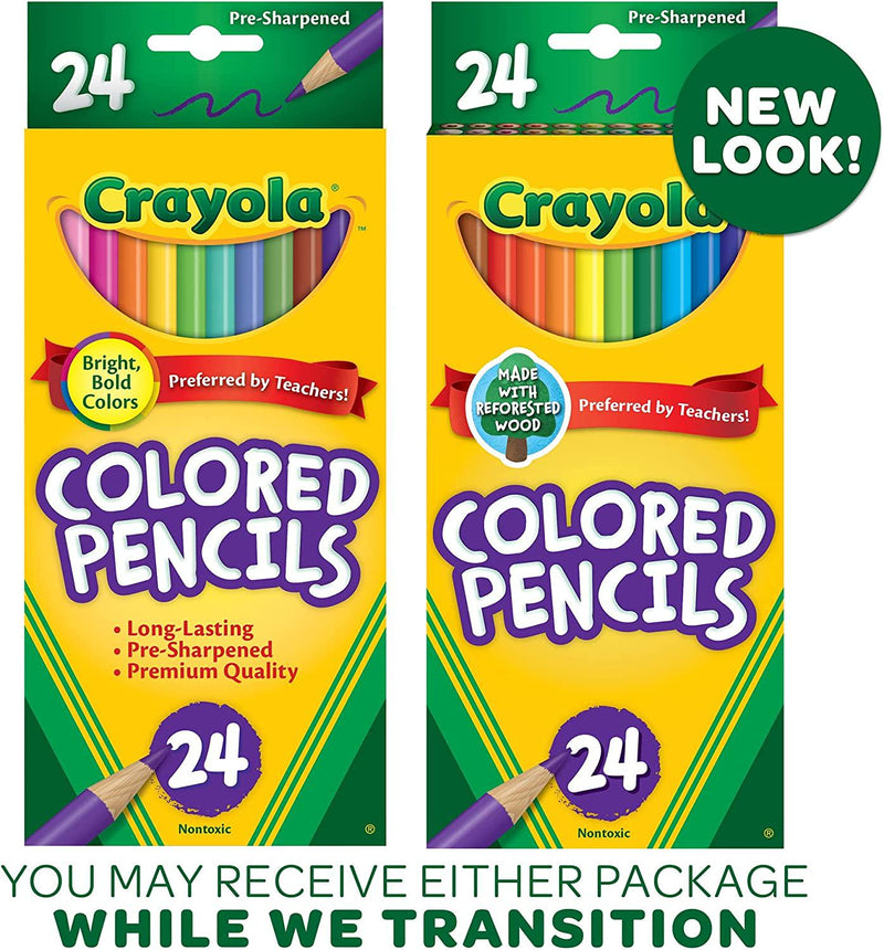 CRAYOLA 68-4024, 24 Coloured Pencils, Strong Leads, Bright Colours, Art and Craft, School booklist, Premium, Back to School, Creativity