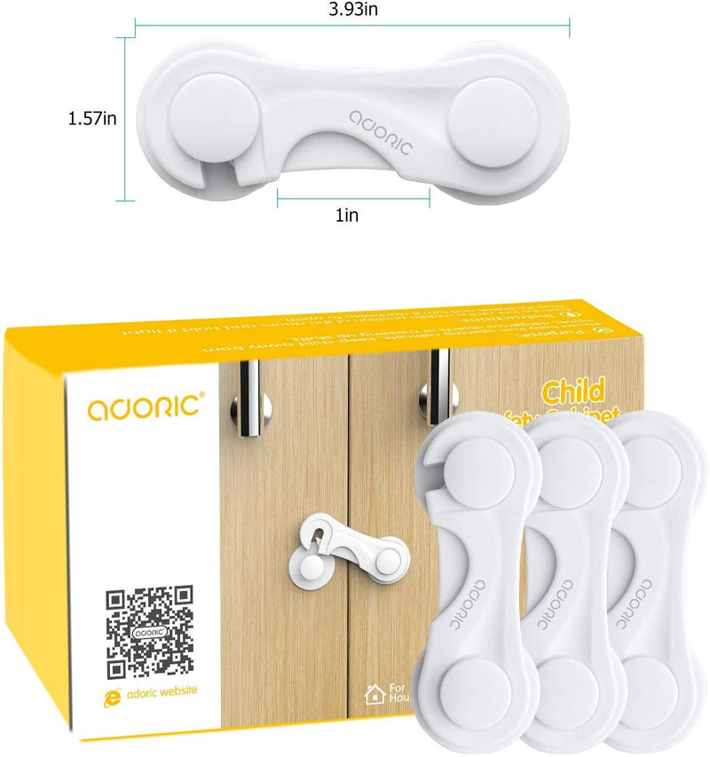 Cabinet Locks - Adoric Life Child Safety Locks 4 Pack - Baby Safety Cabinet  Locks - Baby Proofing Cabinet Kitchen System with Strong Adhesive Tape